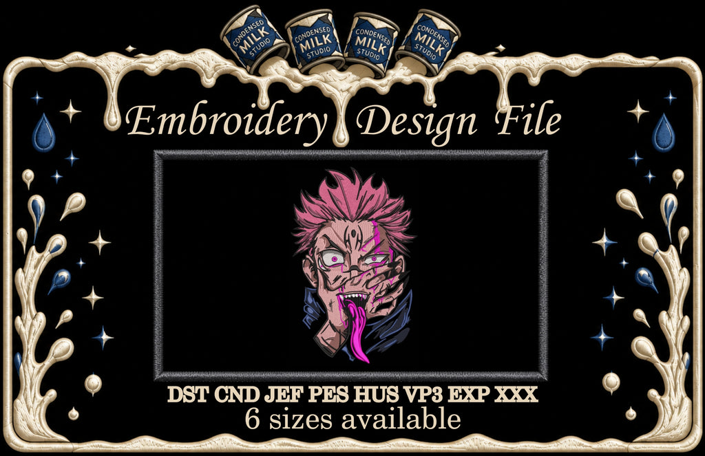 Pink Hair Cursed Sorcerer Machine Embroidery Design