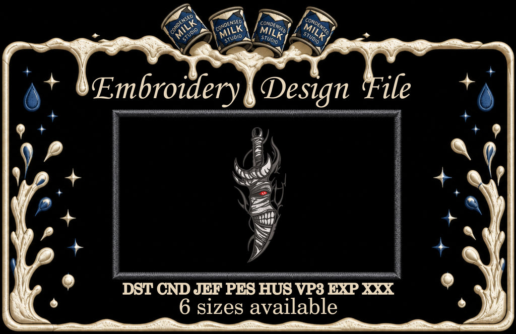 Anime Cursed Shadow Dagger Machine Embroidery Design
