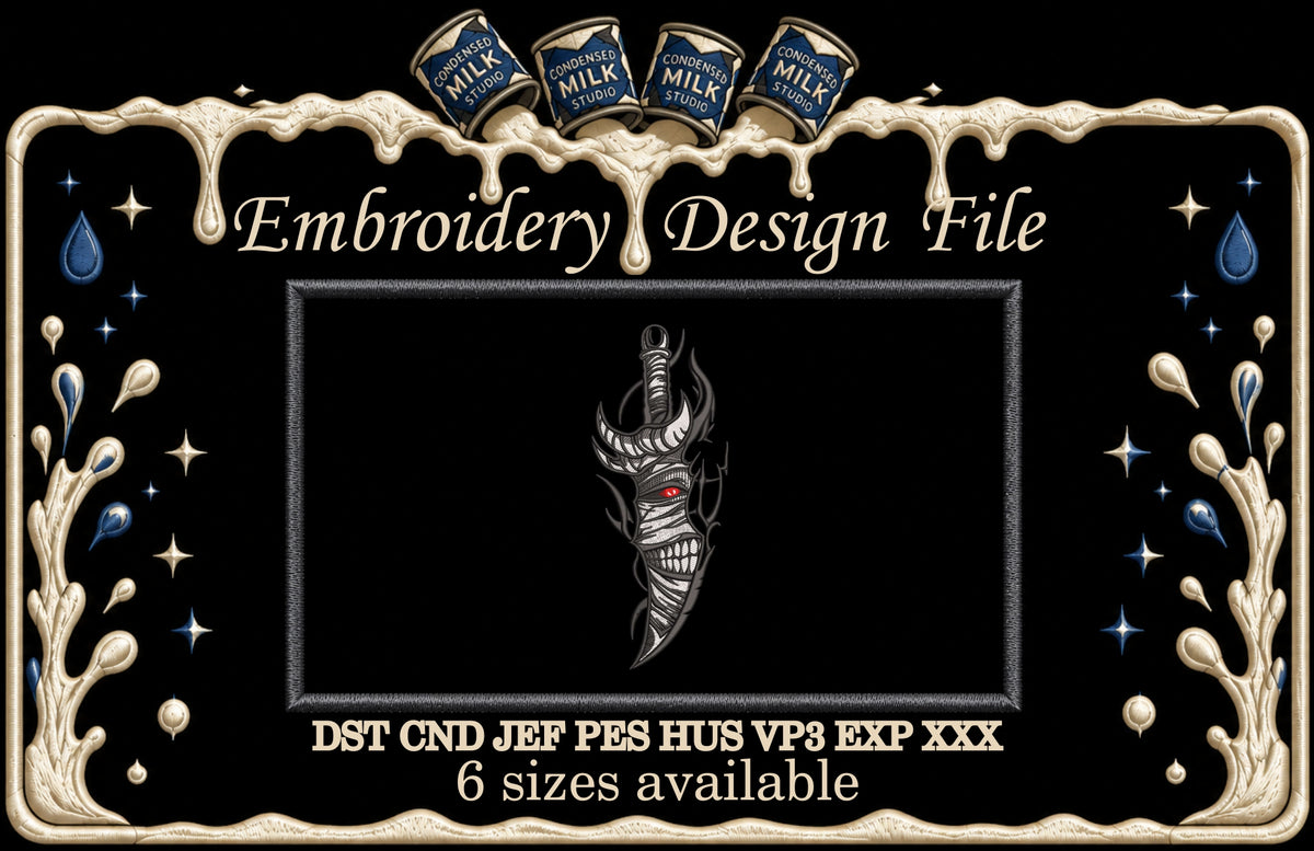 Anime Cursed Shadow Dagger Machine Embroidery Design
