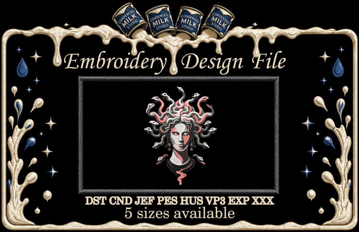 Medusa Gorgon Machine Embroidery Design