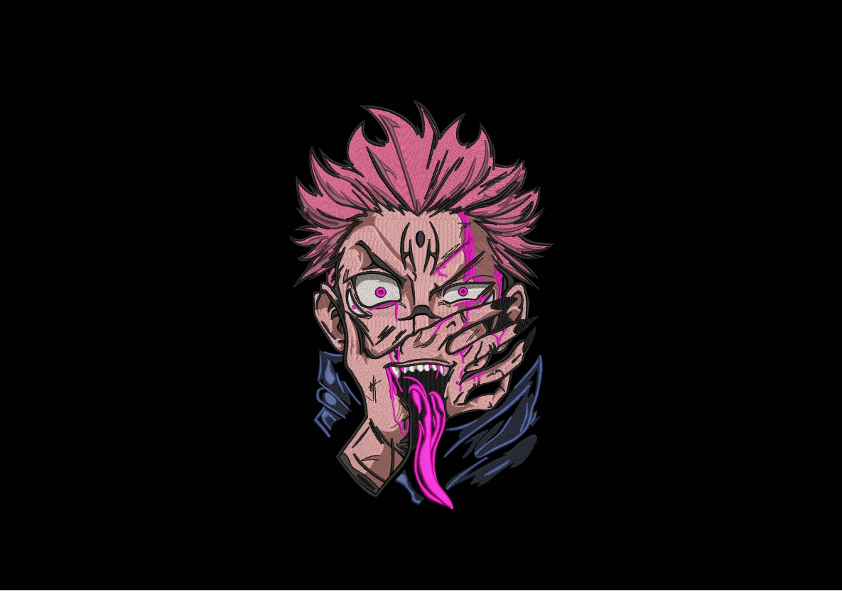 Pink Hair Cursed Sorcerer Machine Embroidery Design