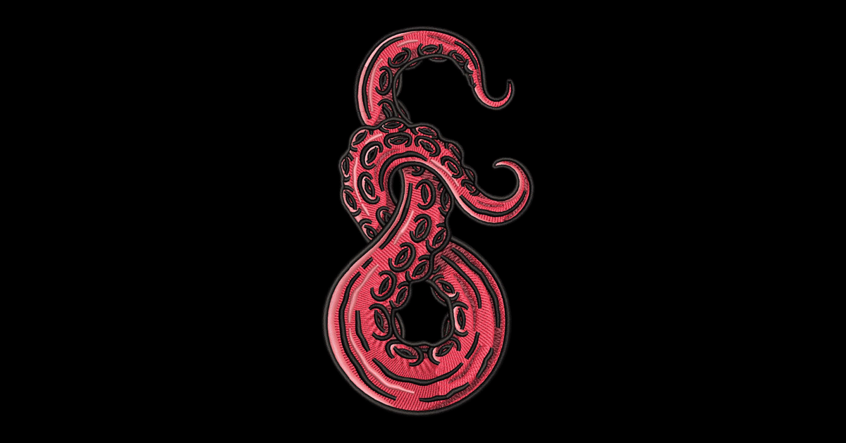 Red Octopus Tentacle Machine Embroidery Design