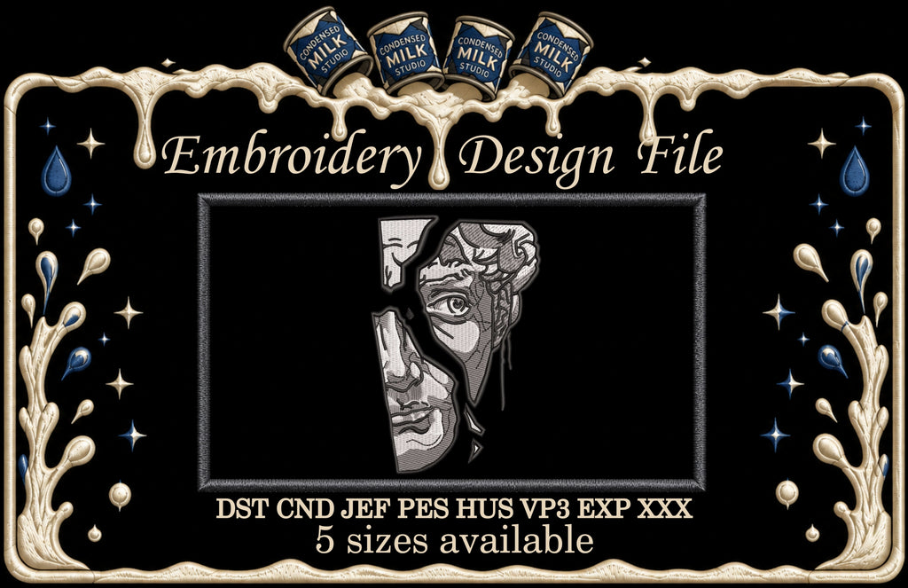 Broken Statue V Shape Machine Embroidery Design