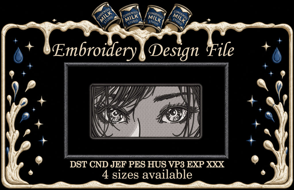 Manga Girl Eyes Box Machine Embroidery Design