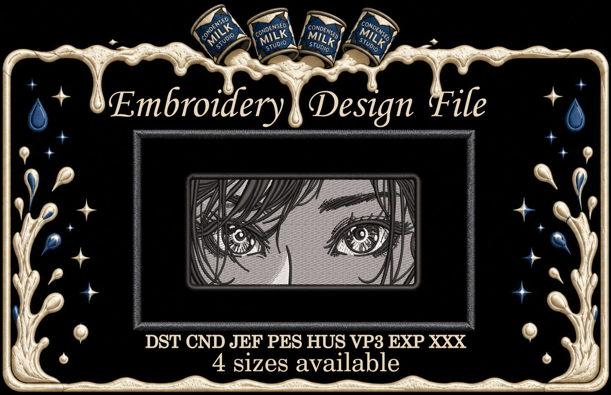 Manga Girl Eyes Box Machine Embroidery Design