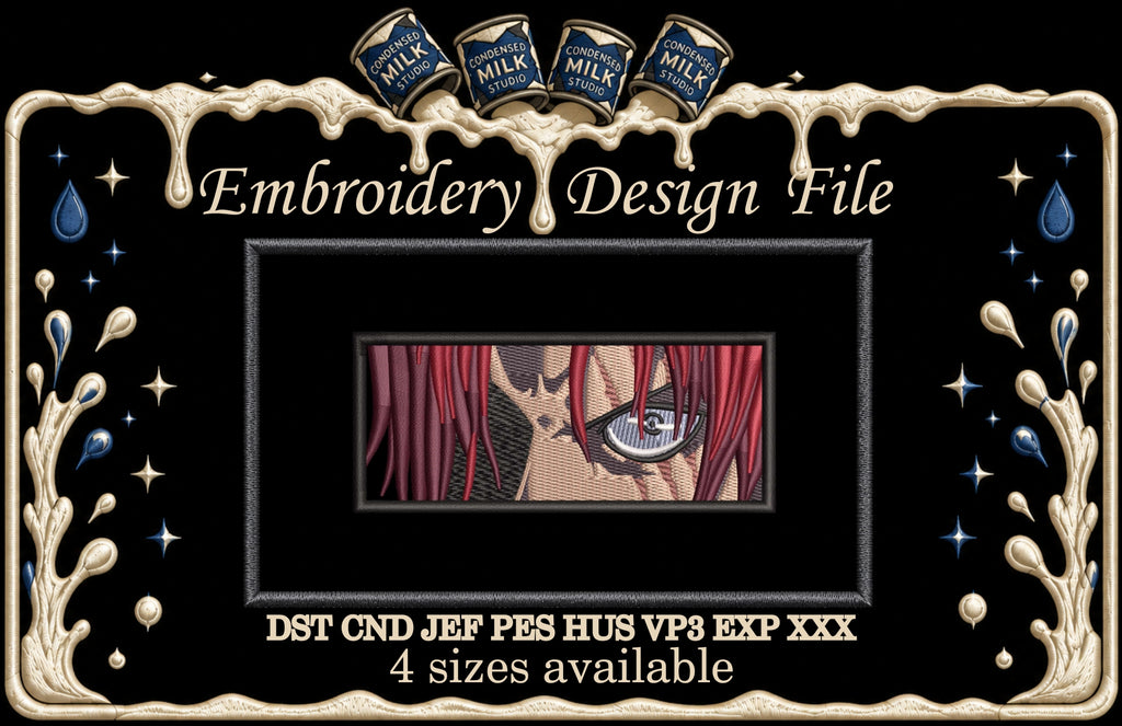 Red Hair Ninja Eyes Machine Embroidery Design