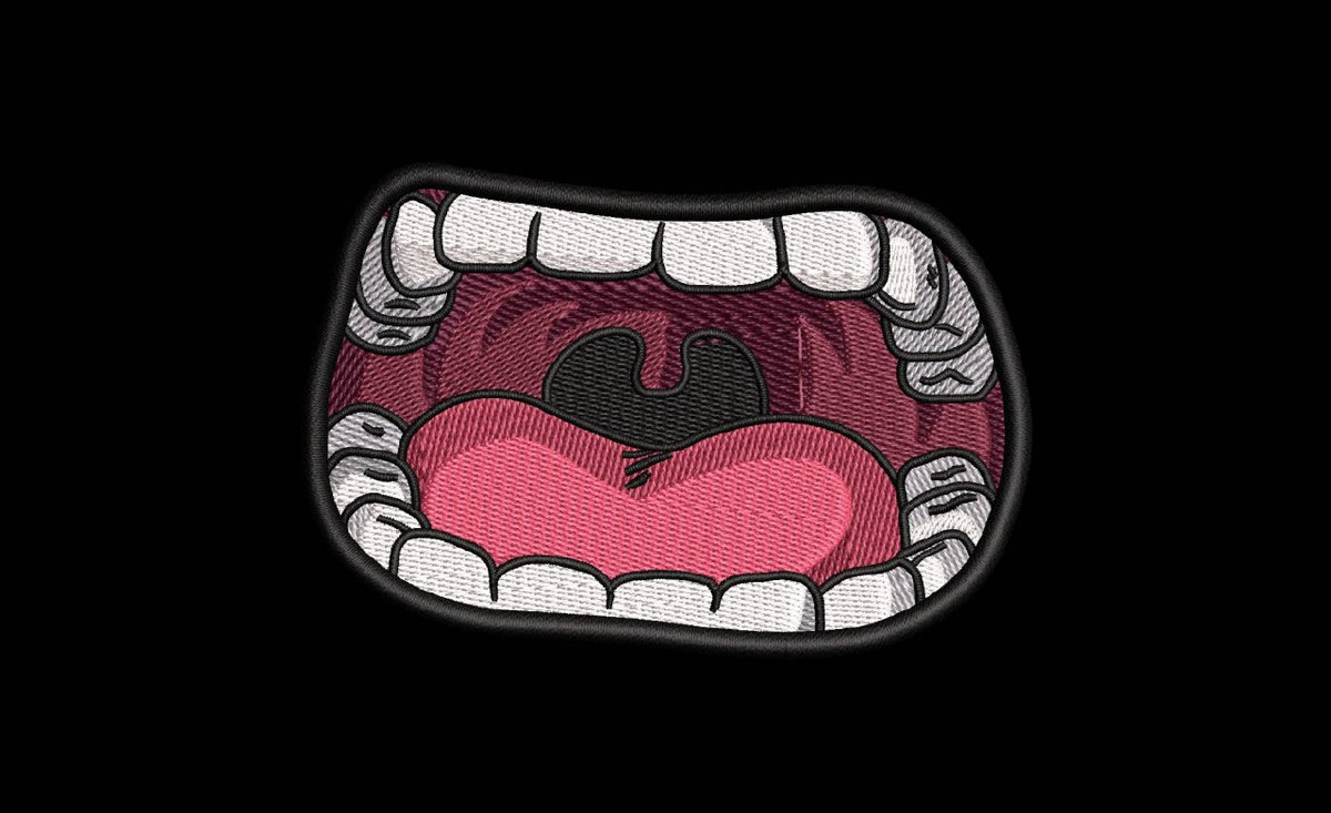 Open Screaming Mouth Machine Embroidery Design