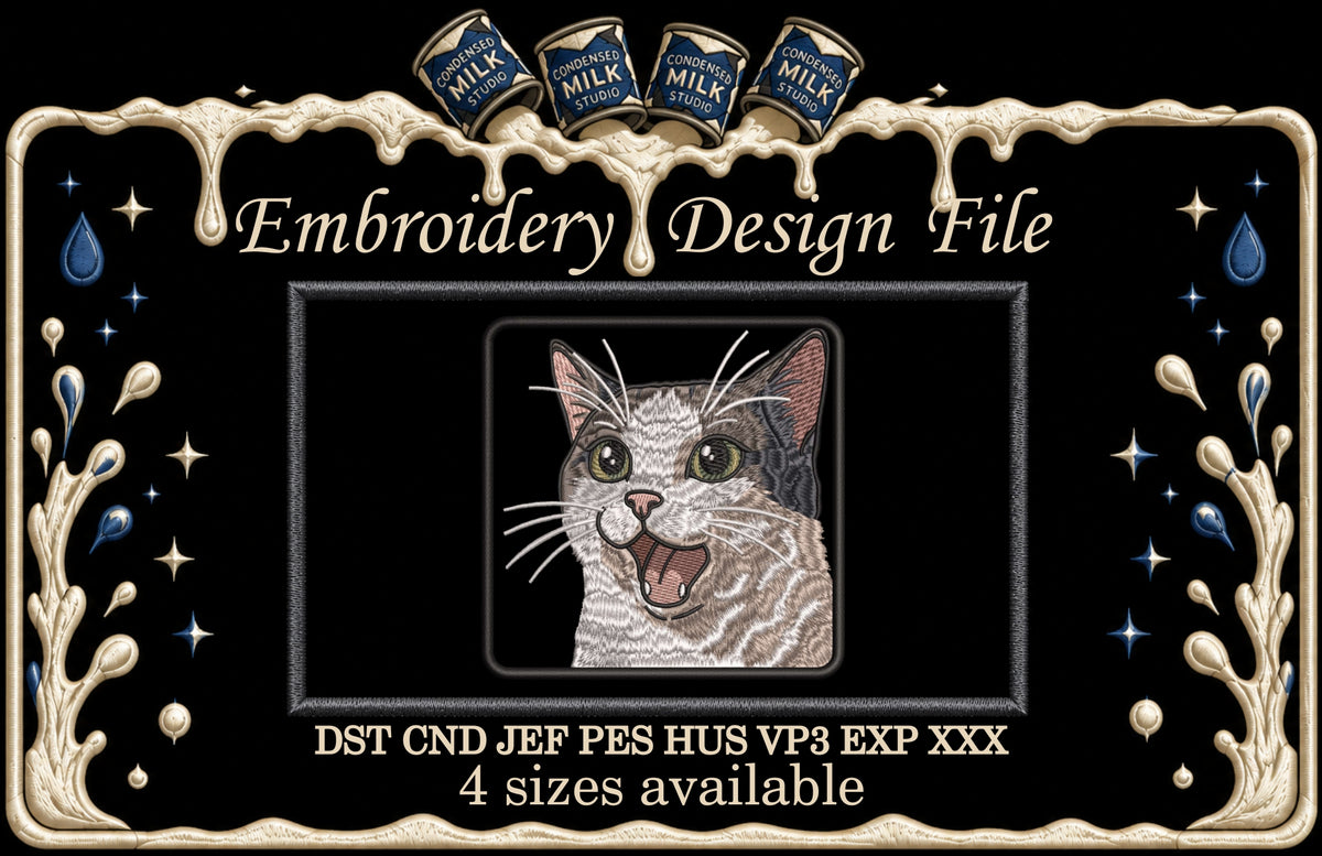 Happy Cat Meme Machine Embroidery Design