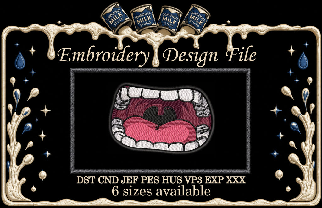 Open Screaming Mouth Machine Embroidery Design
