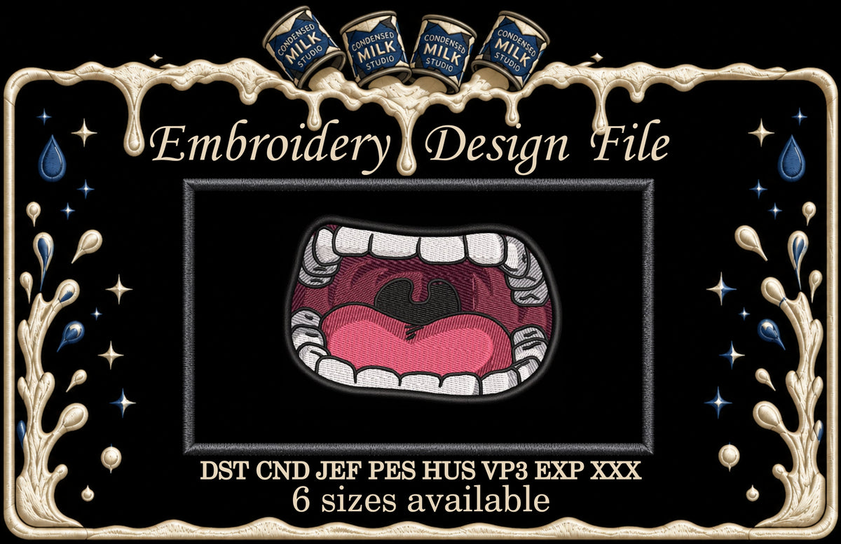 Open Screaming Mouth Machine Embroidery Design