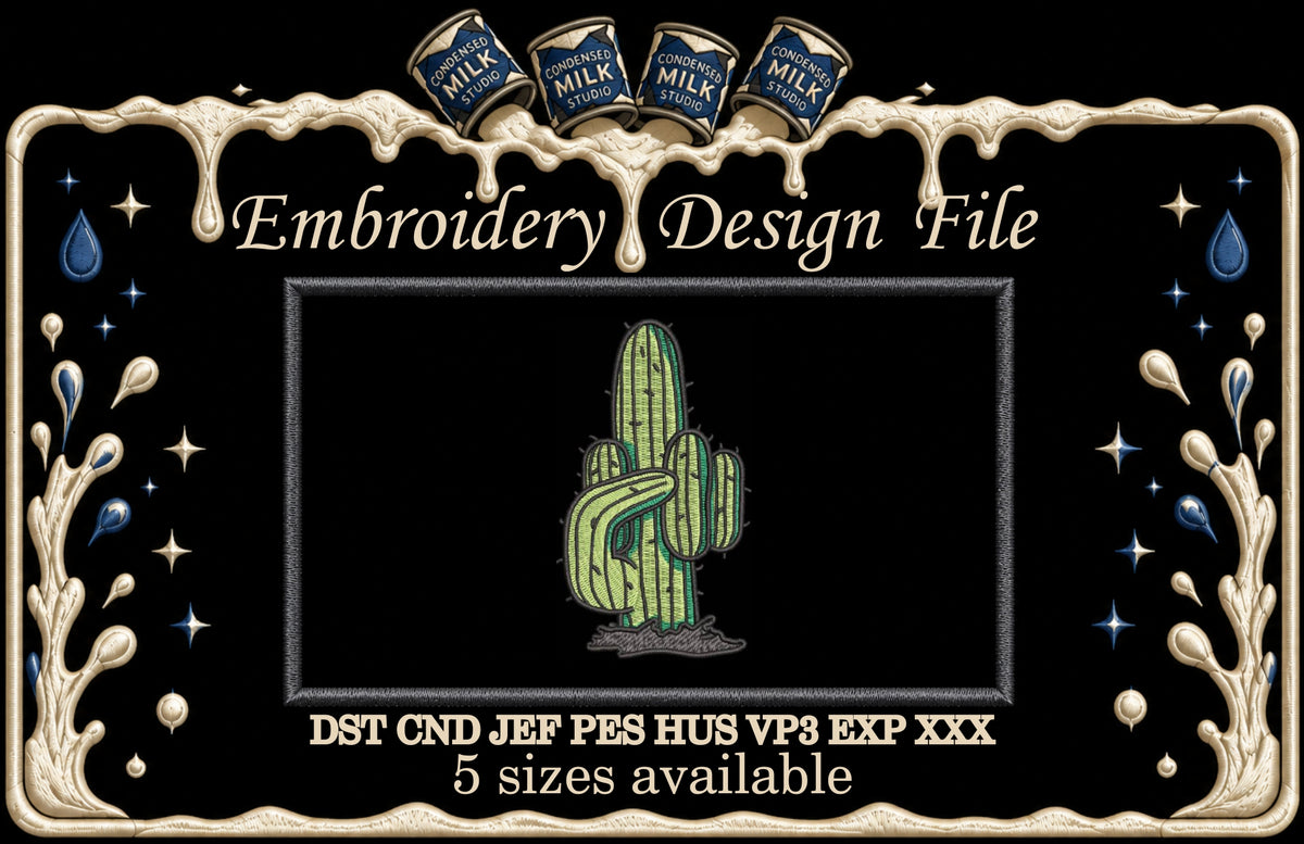 Funny Cactus Middle Finger Machine Embroidery Design - Offensive Desert Plant Patch Digital File