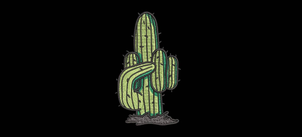 Funny Cactus Middle Finger Machine Embroidery Design - Offensive Desert Plant Patch Digital File