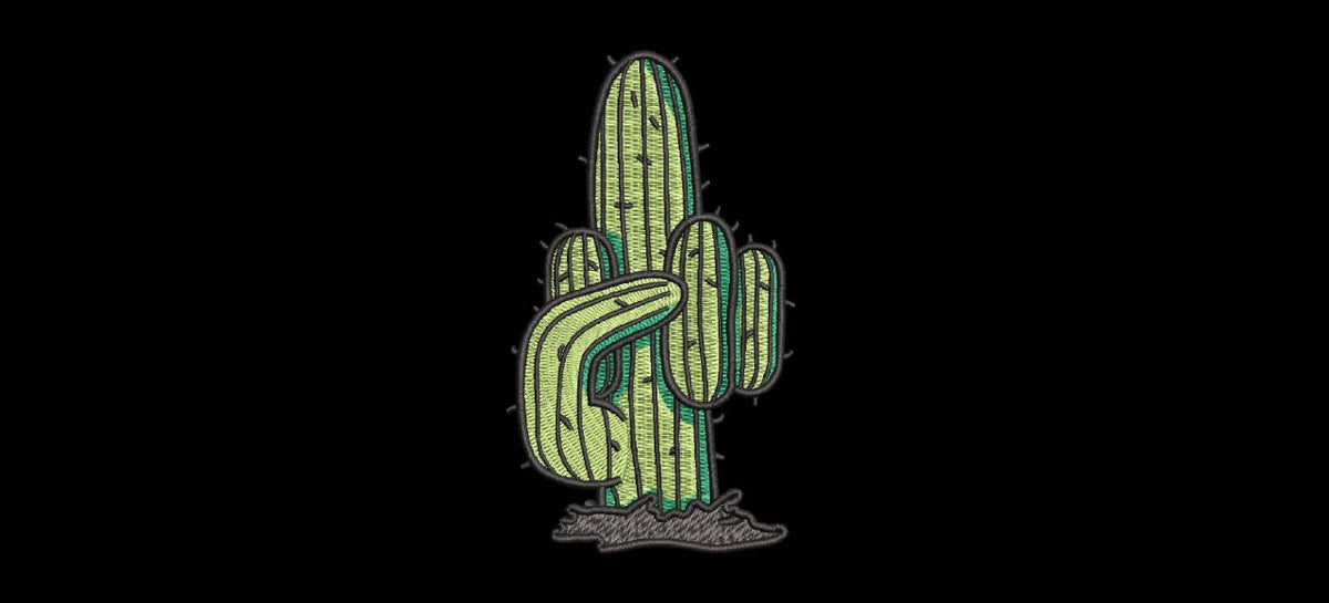 Funny Cactus Middle Finger Machine Embroidery Design - Offensive Desert Plant Patch Digital File