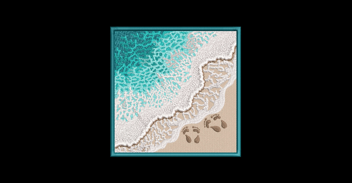 Ocean Wave Sandy Beach Machine Embroidery Design