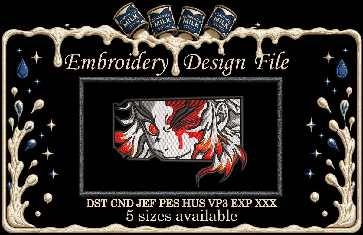 Flame Slayer Anime Eyes Machine Embroidery Design