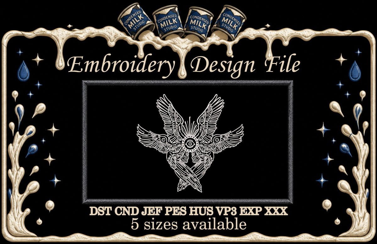 Biblically Accurate Angel Machine Embroidery Design - Six Winged Seraphim Eye Patch Digital File