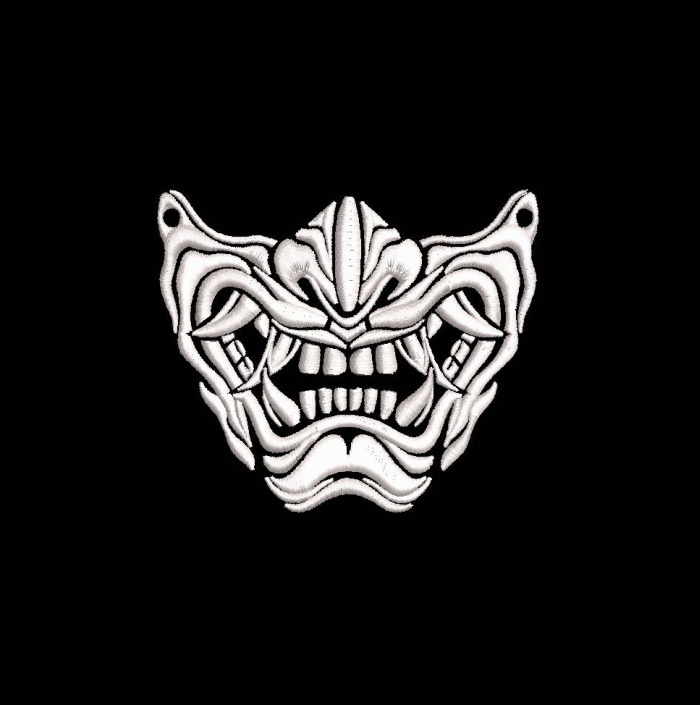 Japanese Samurai Mempo Mask Machine Embroidery Design