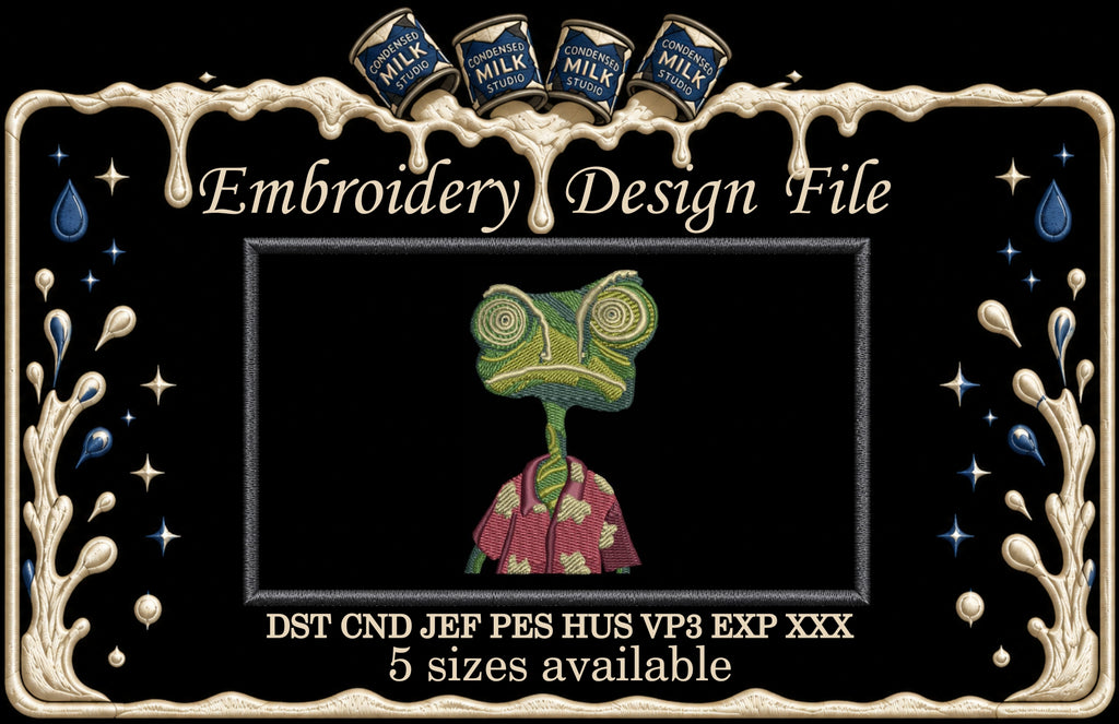 Chameleon in Hawaiian Shirt Machine Embroidery Design