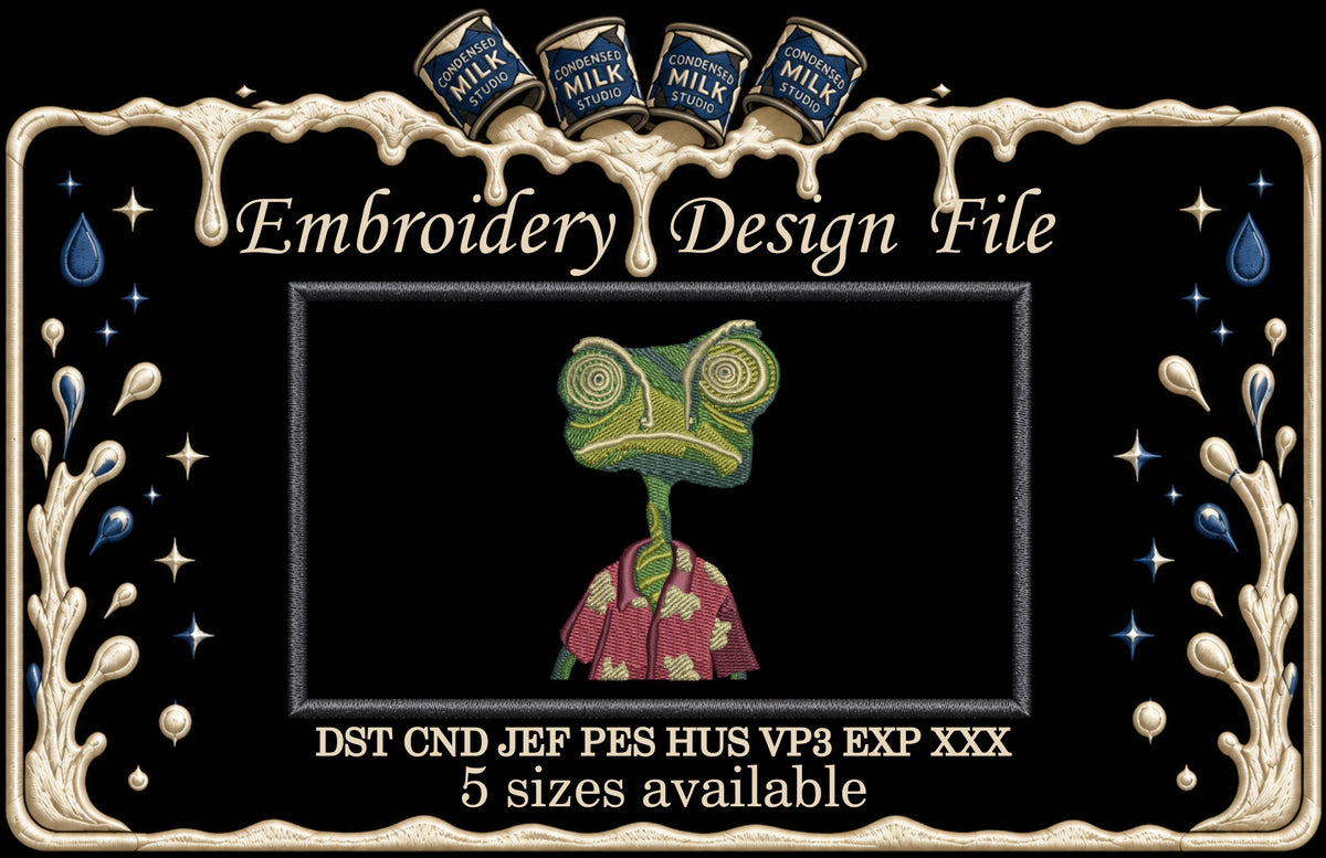 Chameleon in Hawaiian Shirt Machine Embroidery Design