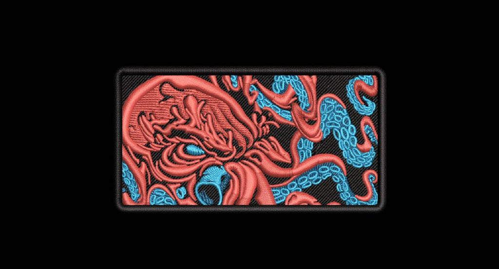 Red Kraken Octopus Machine Embroidery Design