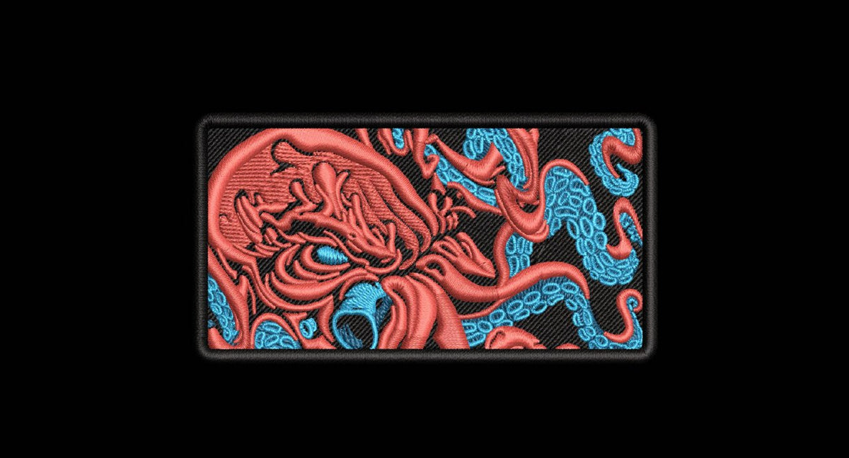 Red Kraken Octopus Machine Embroidery Design