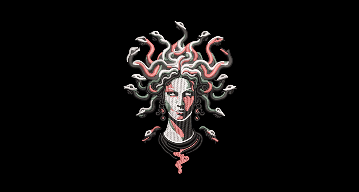 Medusa Gorgon Machine Embroidery Design
