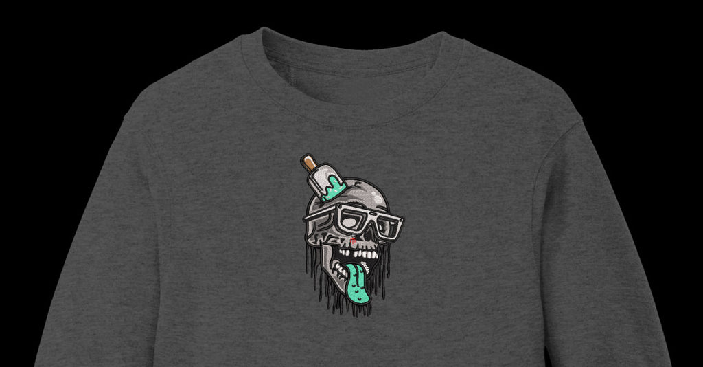 Melting Ice Cream Skull Machine Embroidery Design
