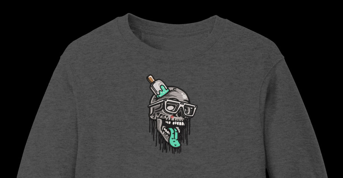 Melting Ice Cream Skull Machine Embroidery Design