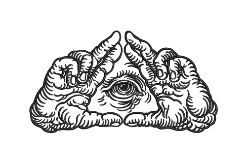 All Seeing Eye Triangle Hands Machine Embroidery Design - Mystical Sacred Geometry Linework Patch Digital File