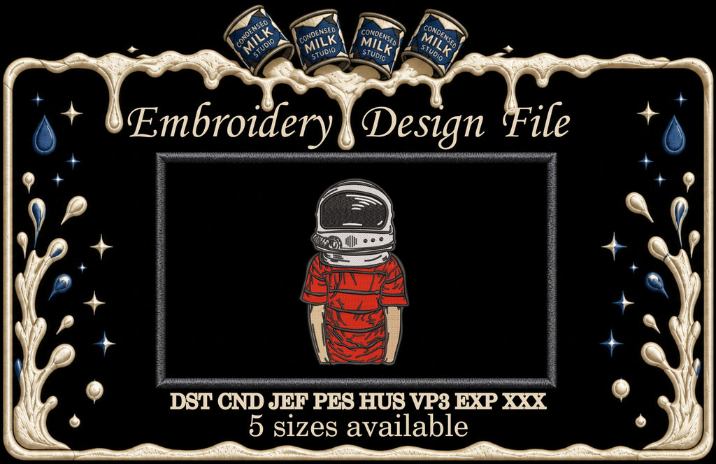 Astronaut Helmet Boy Machine Embroidery Design - Urban Streetwear Space Patch Digital File