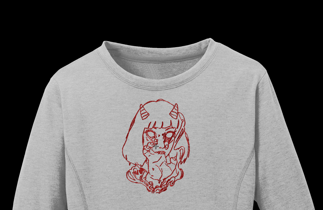 Anime Demon Girl Machine Embroidery Design