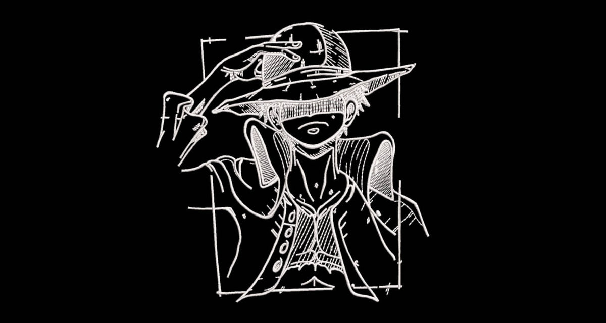 Straw Hat Pirate Captain Machine Embroidery Design