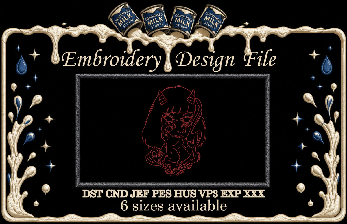 Anime Demon Girl Machine Embroidery Design