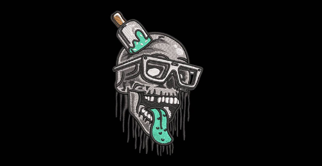 Melting Ice Cream Skull Machine Embroidery Design