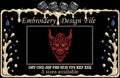 Japanese Red Oni Demon Mask Machine Embroidery Design