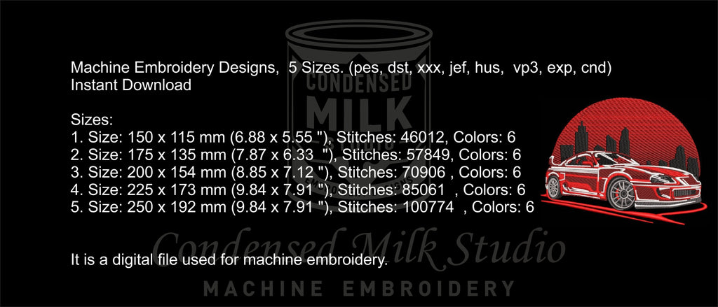 Machine Embroidery Designs, Car Supra