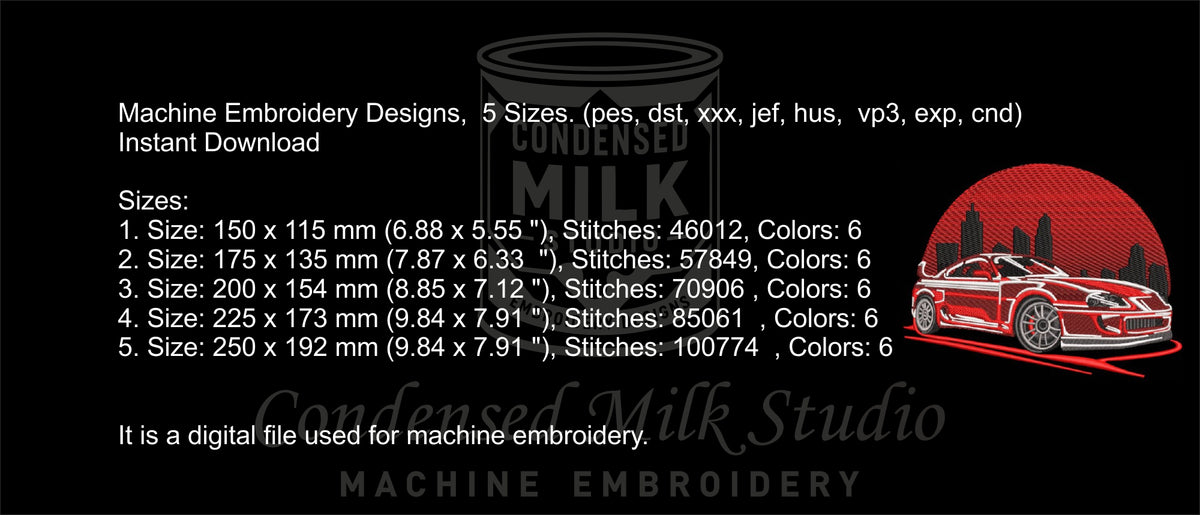 Machine Embroidery Designs, Car Supra