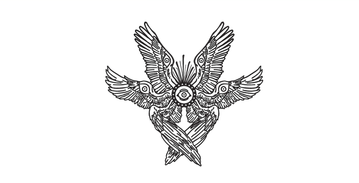 Biblically Accurate Angel Machine Embroidery Design - Six Winged Seraphim Eye Patch Digital File