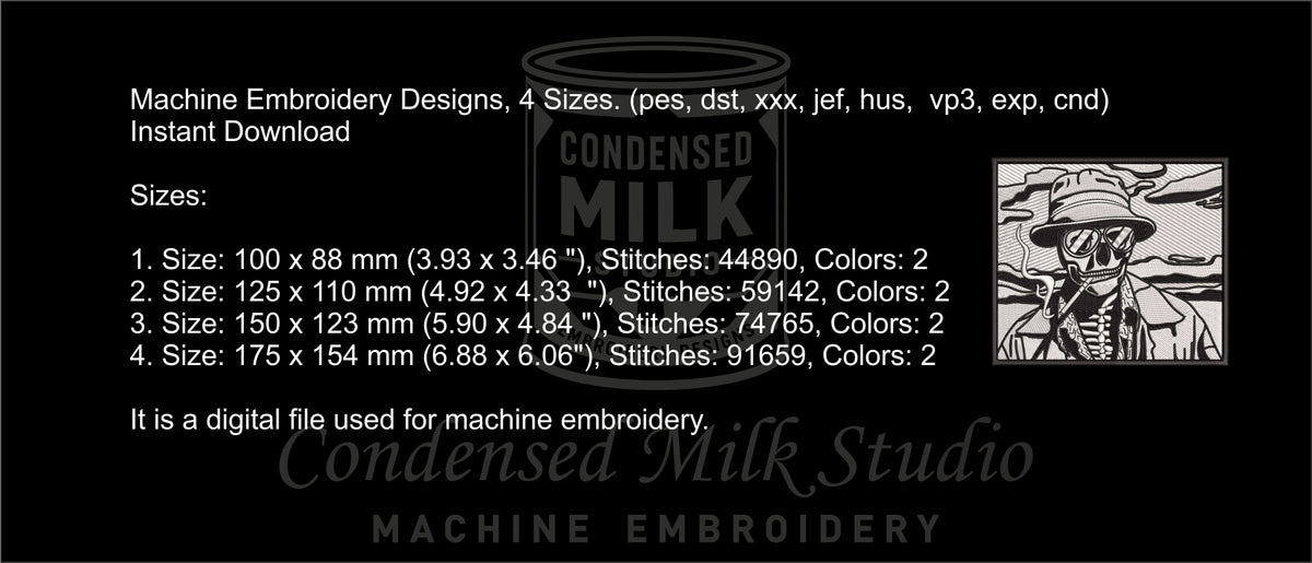 Machine Embroidery Designs.Skeleton