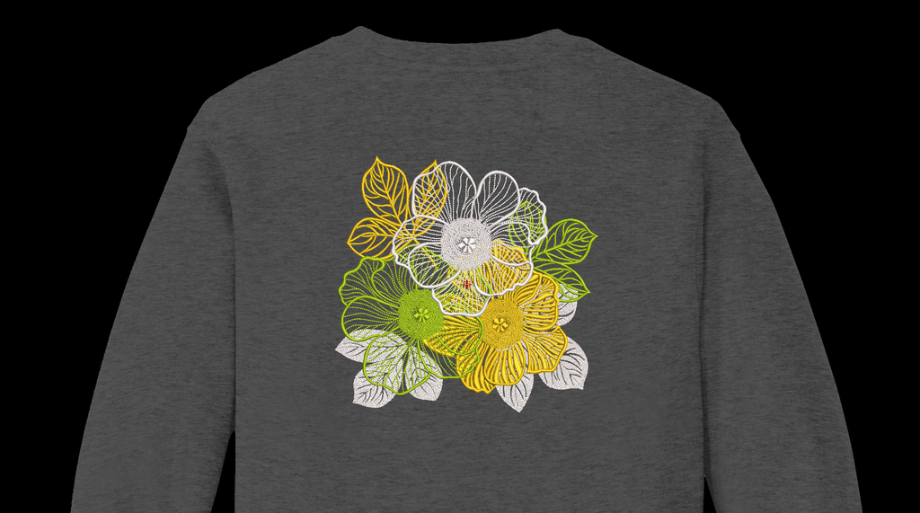Elegant Floral Bouquet Machine Embroidery Design - Sheer Flower Lace Patch Digital File