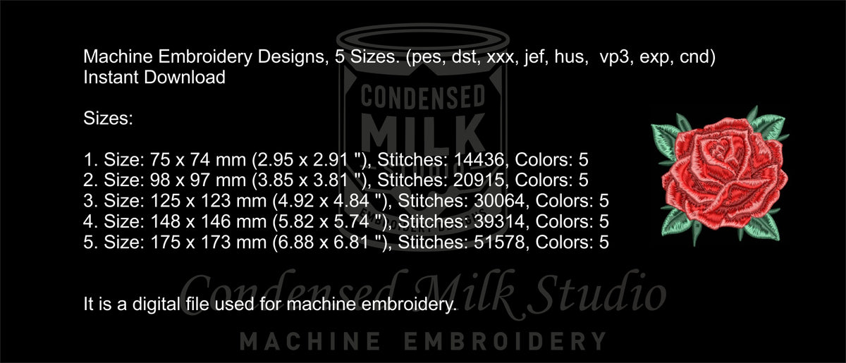 Machine embroidery designs, Embroidery rose