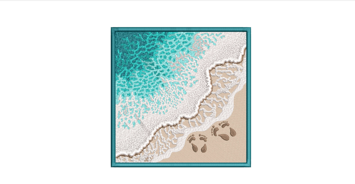 Ocean Wave Sandy Beach Machine Embroidery Design