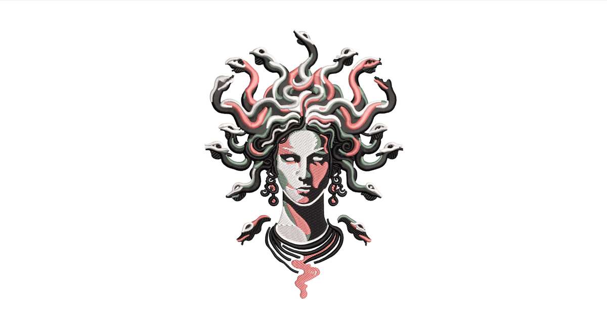 Medusa Gorgon Machine Embroidery Design