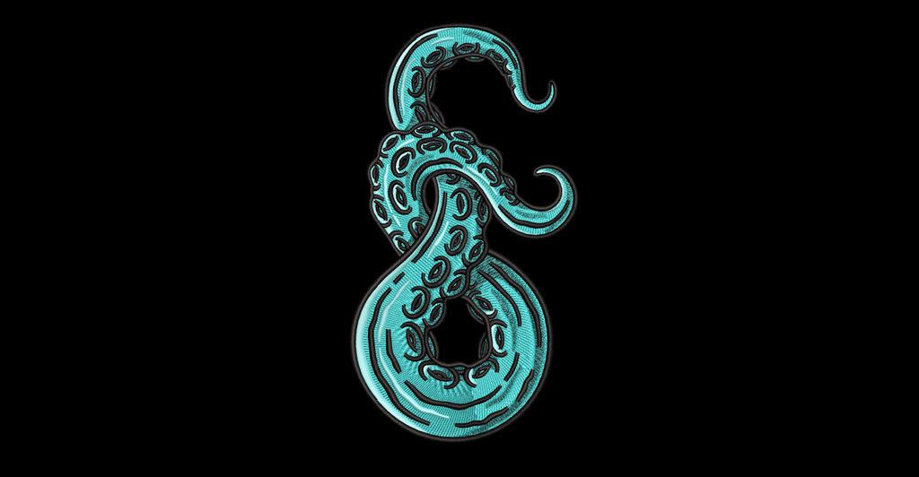 Red Octopus Tentacle Machine Embroidery Design