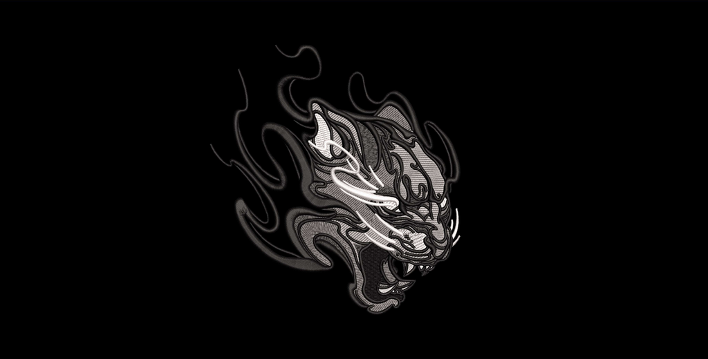 Cyber Tribal Flaming Panther Machine Embroidery Design