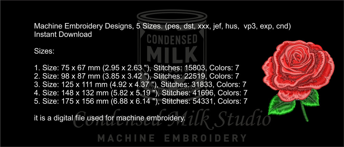 Machine embroidery designs, Embroidery rose