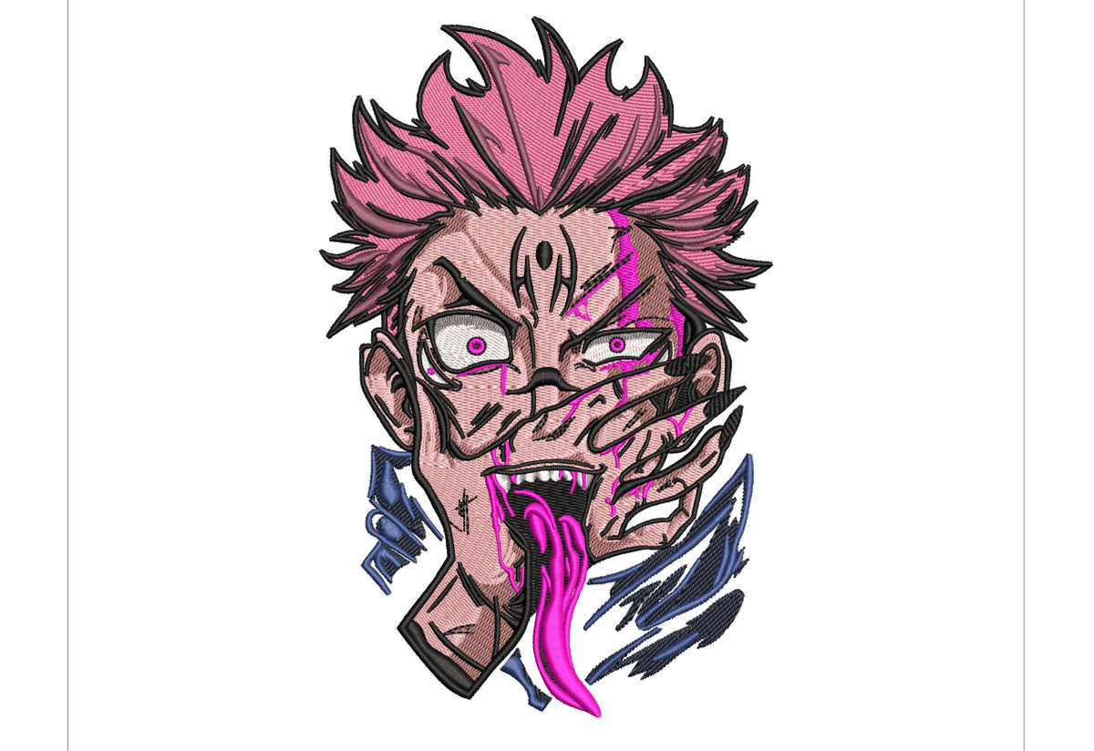 Pink Hair Cursed Sorcerer Machine Embroidery Design