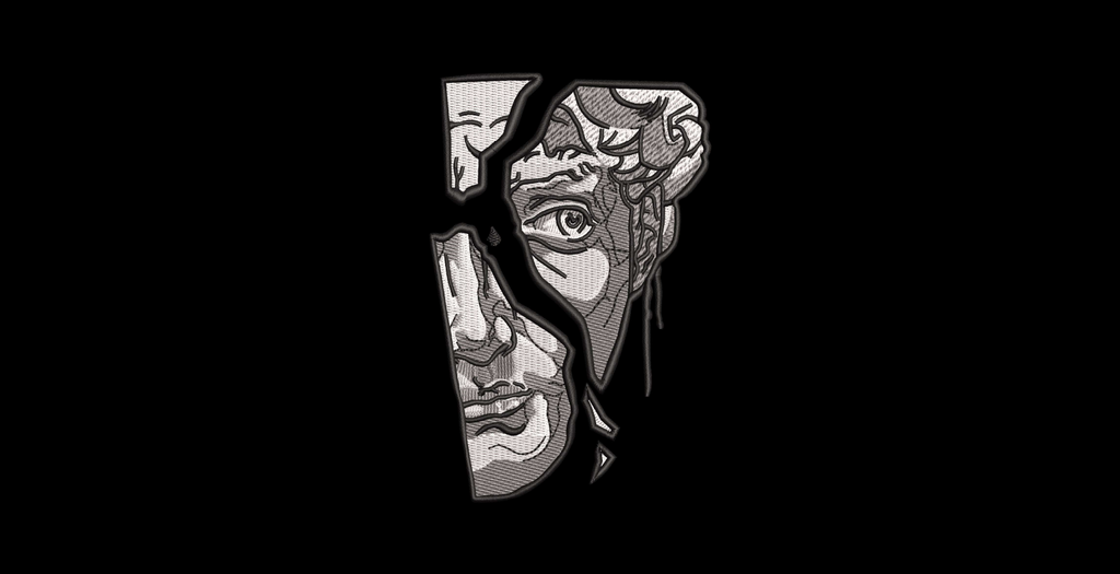 Broken Statue V Shape Machine Embroidery Design