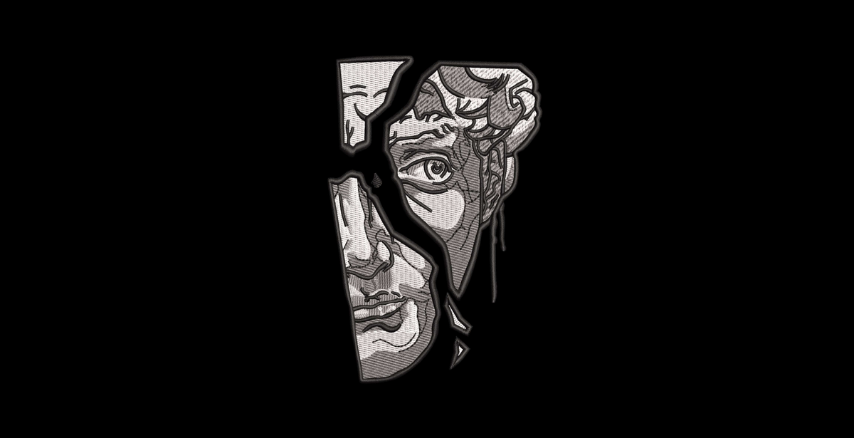 Broken Statue V Shape Machine Embroidery Design