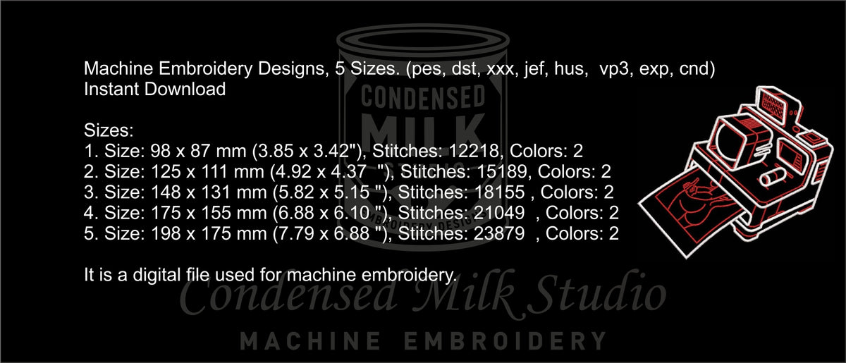 Retro Instant Camera Machine Embroidery Design
